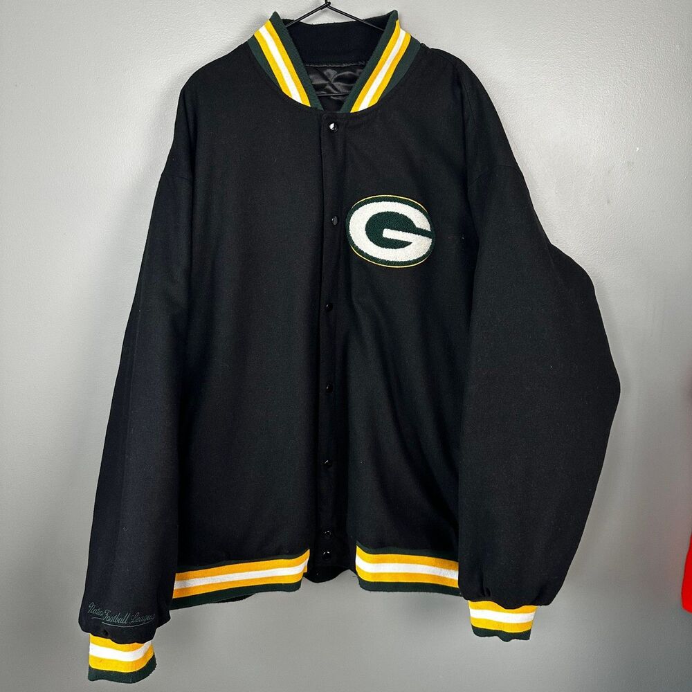 G-III Apparel NFL Green Bay Packer Black Reversible Men Wool Polyester Coat 6X